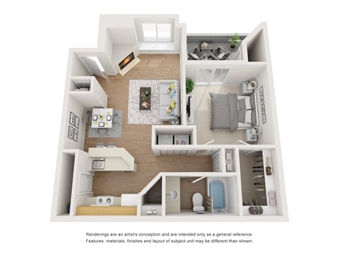 Floor plan for 1 bed, 1 bath, 808 sqft